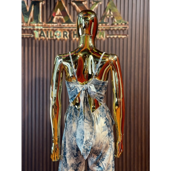 Silk Toile Cowl Dress – Misty Blue