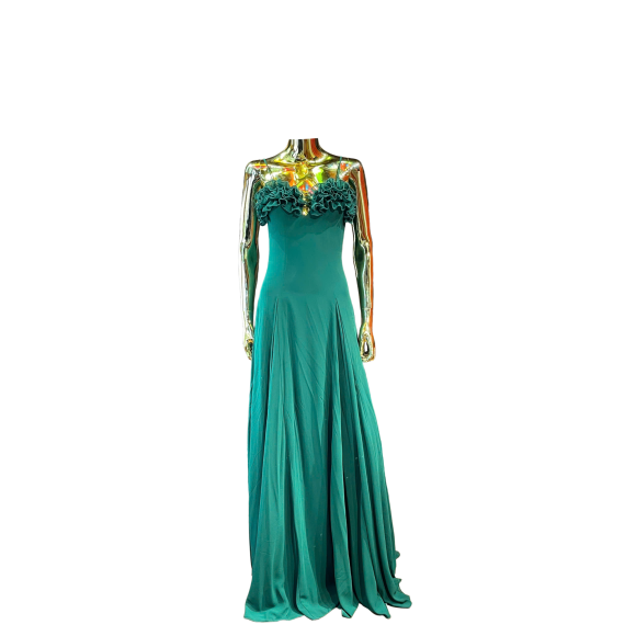  luxury green silk dress