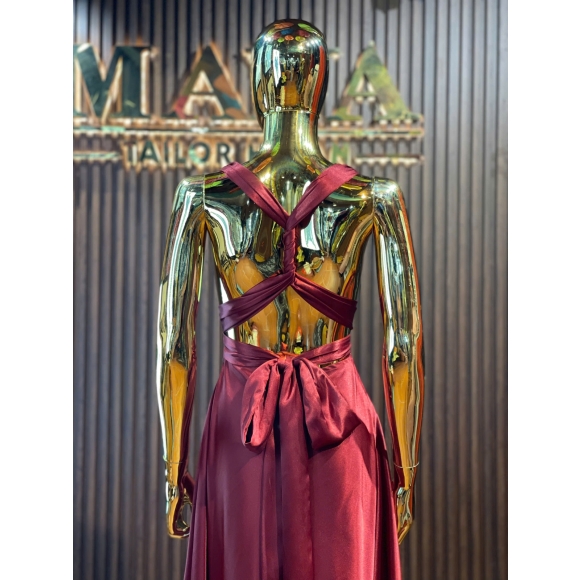 burgundy-satin-multi-purpose dress