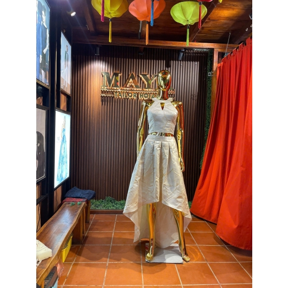 brocade white party dress